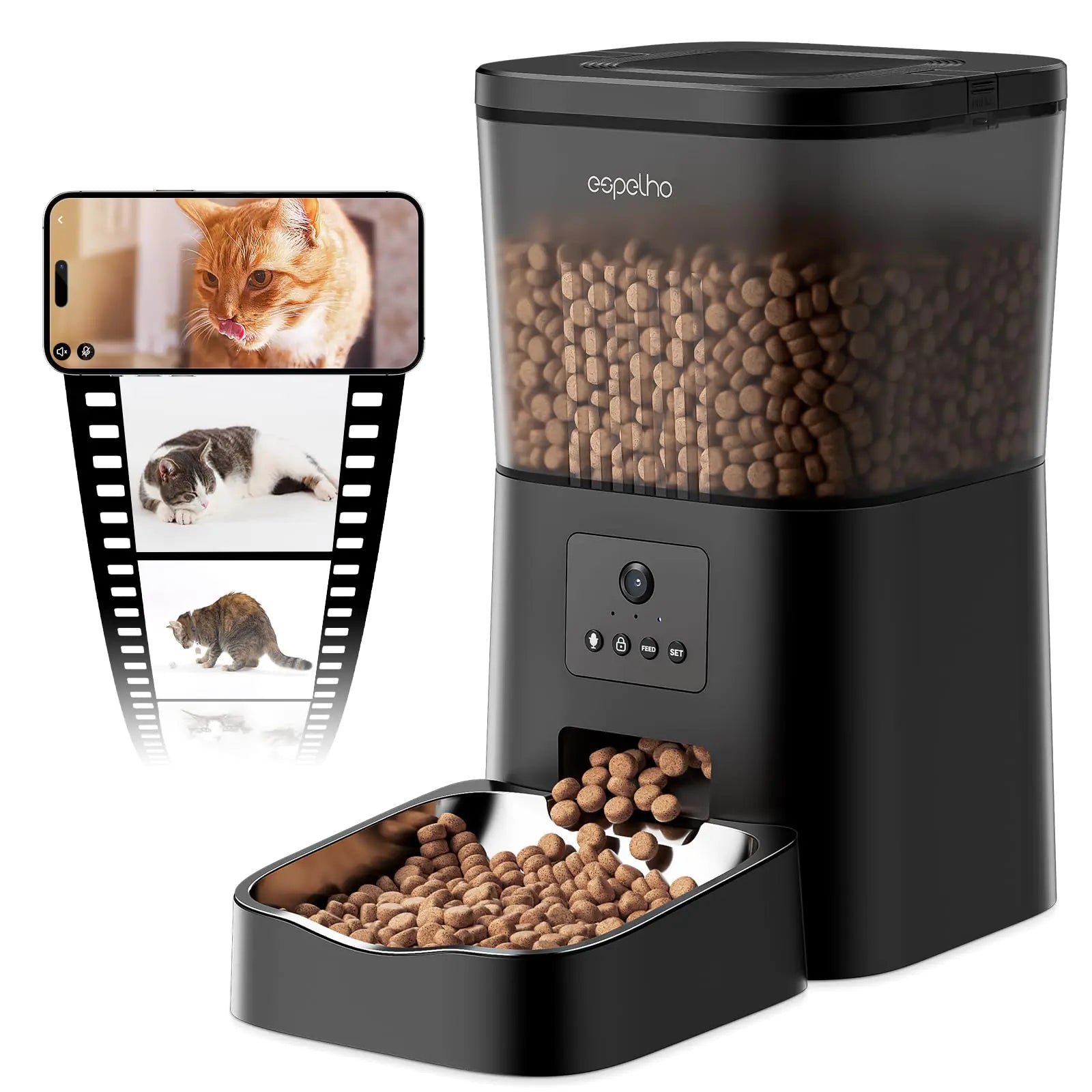 Espelho Smart Pet Feeder with HD Camera & Voice Alert